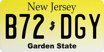 NJ license plate B72DGY