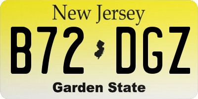 NJ license plate B72DGZ