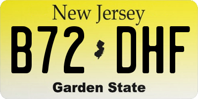 NJ license plate B72DHF