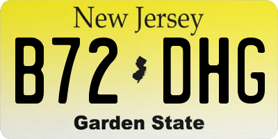 NJ license plate B72DHG