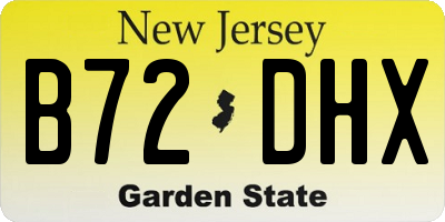 NJ license plate B72DHX