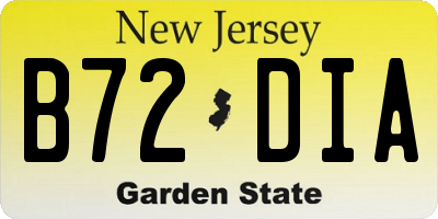 NJ license plate B72DIA