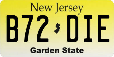NJ license plate B72DIE