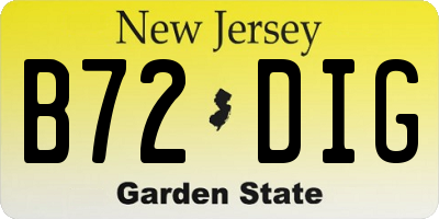 NJ license plate B72DIG
