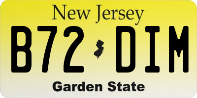 NJ license plate B72DIM
