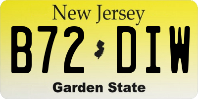 NJ license plate B72DIW