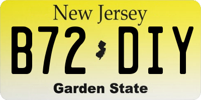 NJ license plate B72DIY