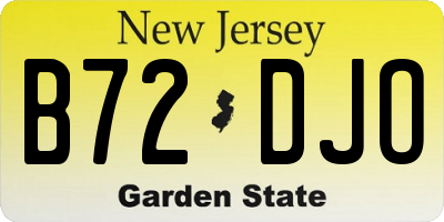 NJ license plate B72DJO