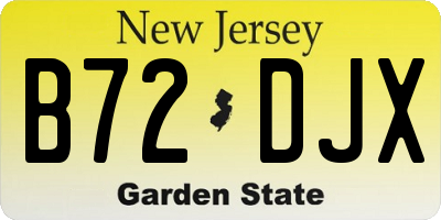 NJ license plate B72DJX