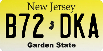 NJ license plate B72DKA
