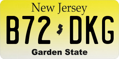 NJ license plate B72DKG