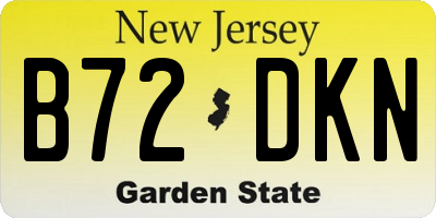 NJ license plate B72DKN