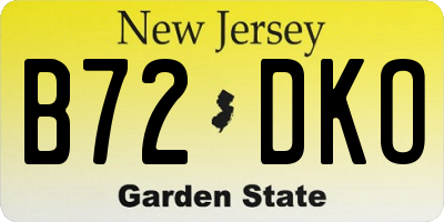 NJ license plate B72DKO