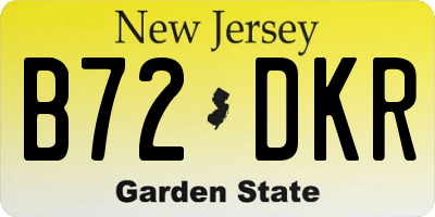 NJ license plate B72DKR