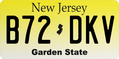 NJ license plate B72DKV