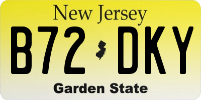 NJ license plate B72DKY