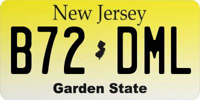 NJ license plate B72DML