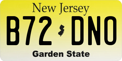 NJ license plate B72DNO