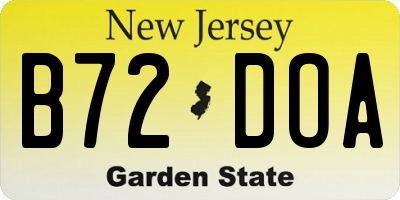 NJ license plate B72DOA