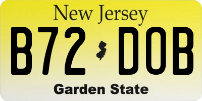 NJ license plate B72DOB