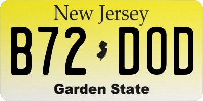NJ license plate B72DOD