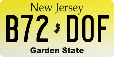 NJ license plate B72DOF
