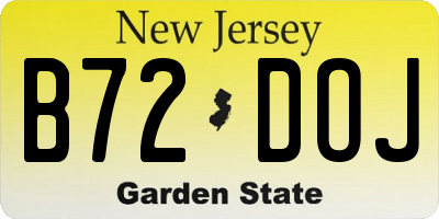 NJ license plate B72DOJ