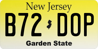 NJ license plate B72DOP