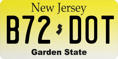 NJ license plate B72DOT