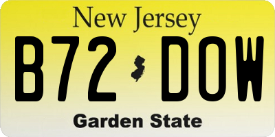 NJ license plate B72DOW