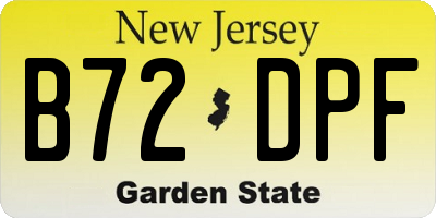 NJ license plate B72DPF
