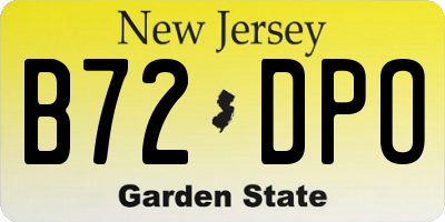 NJ license plate B72DPO