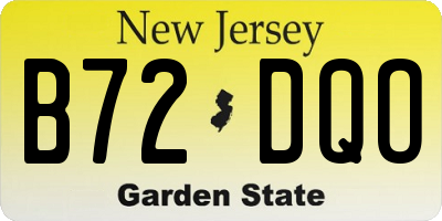 NJ license plate B72DQO