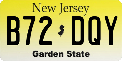 NJ license plate B72DQY