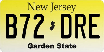 NJ license plate B72DRE
