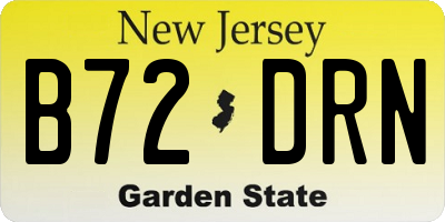 NJ license plate B72DRN