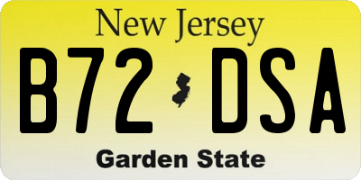 NJ license plate B72DSA