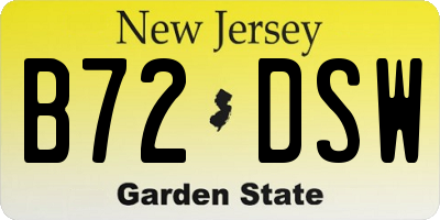 NJ license plate B72DSW