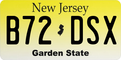 NJ license plate B72DSX
