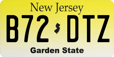 NJ license plate B72DTZ