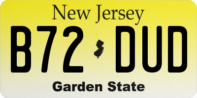 NJ license plate B72DUD