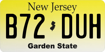 NJ license plate B72DUH