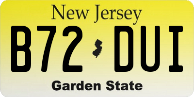 NJ license plate B72DUI