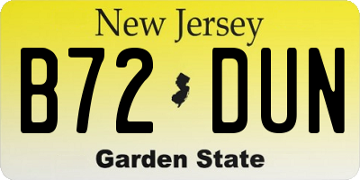NJ license plate B72DUN