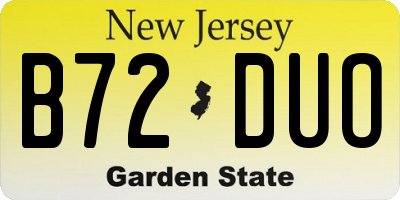 NJ license plate B72DUO