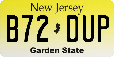 NJ license plate B72DUP