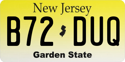 NJ license plate B72DUQ