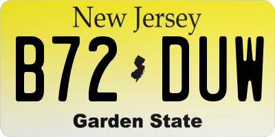 NJ license plate B72DUW