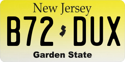 NJ license plate B72DUX