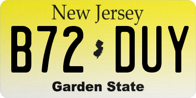 NJ license plate B72DUY